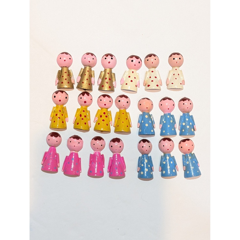 Lot 20 Vintage 1950s Japan Wood Putz Christmas Village Choir Angels Mini 1in MCM